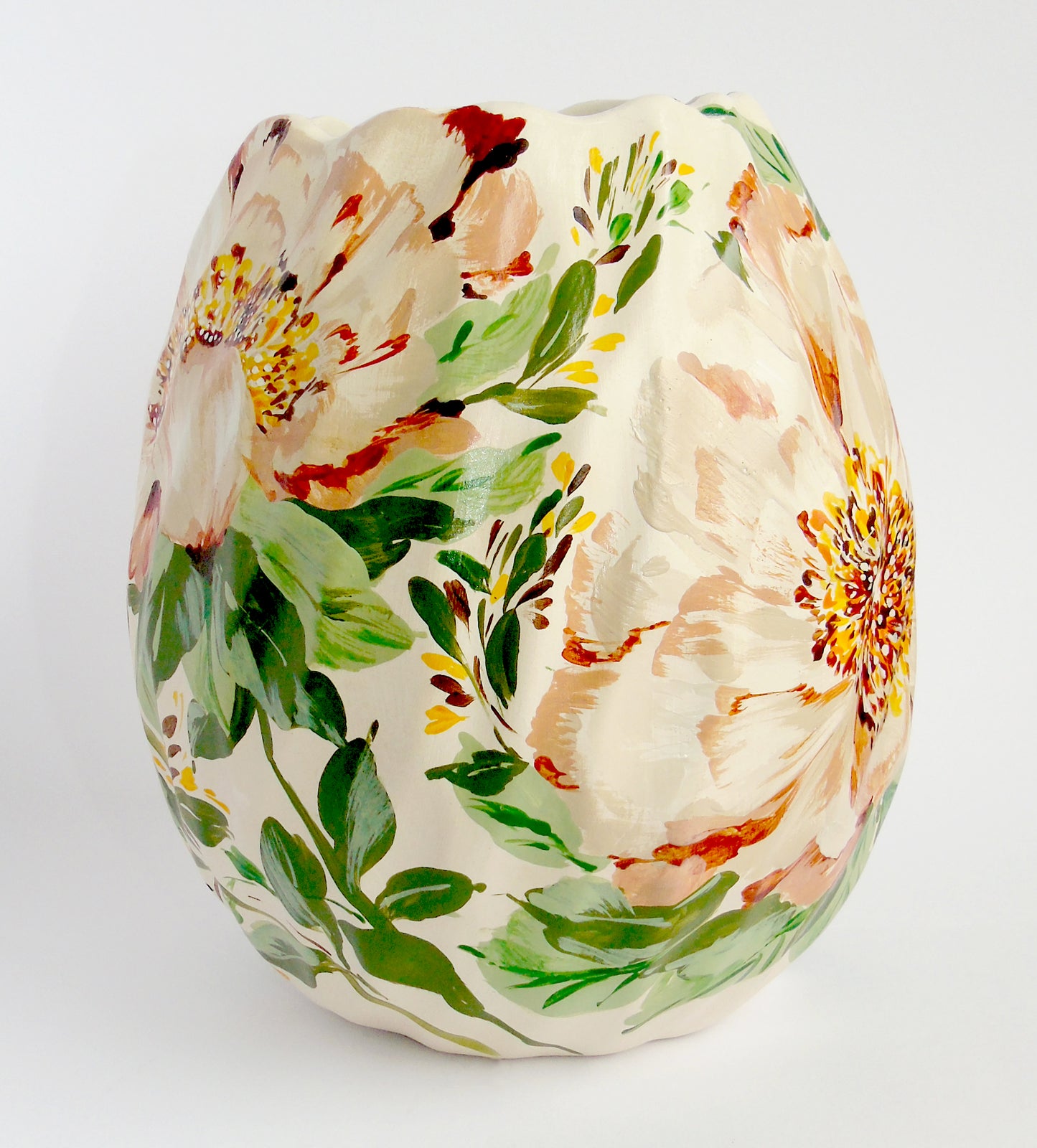 Textured Oval Peony Vase