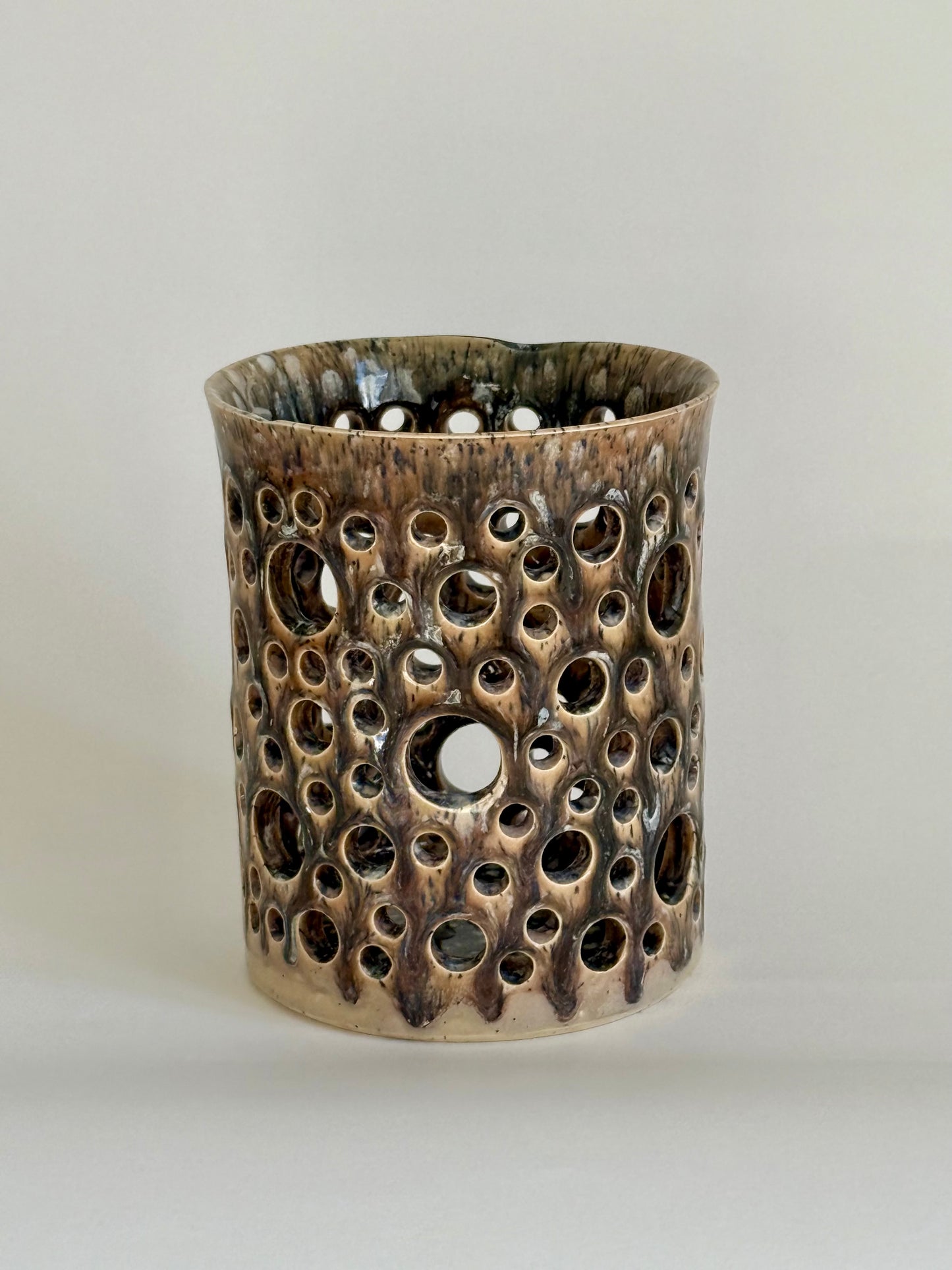 Carved candle holder / storage pot