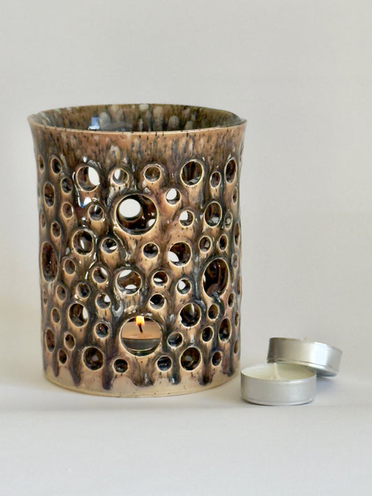 Carved candle holder / storage pot