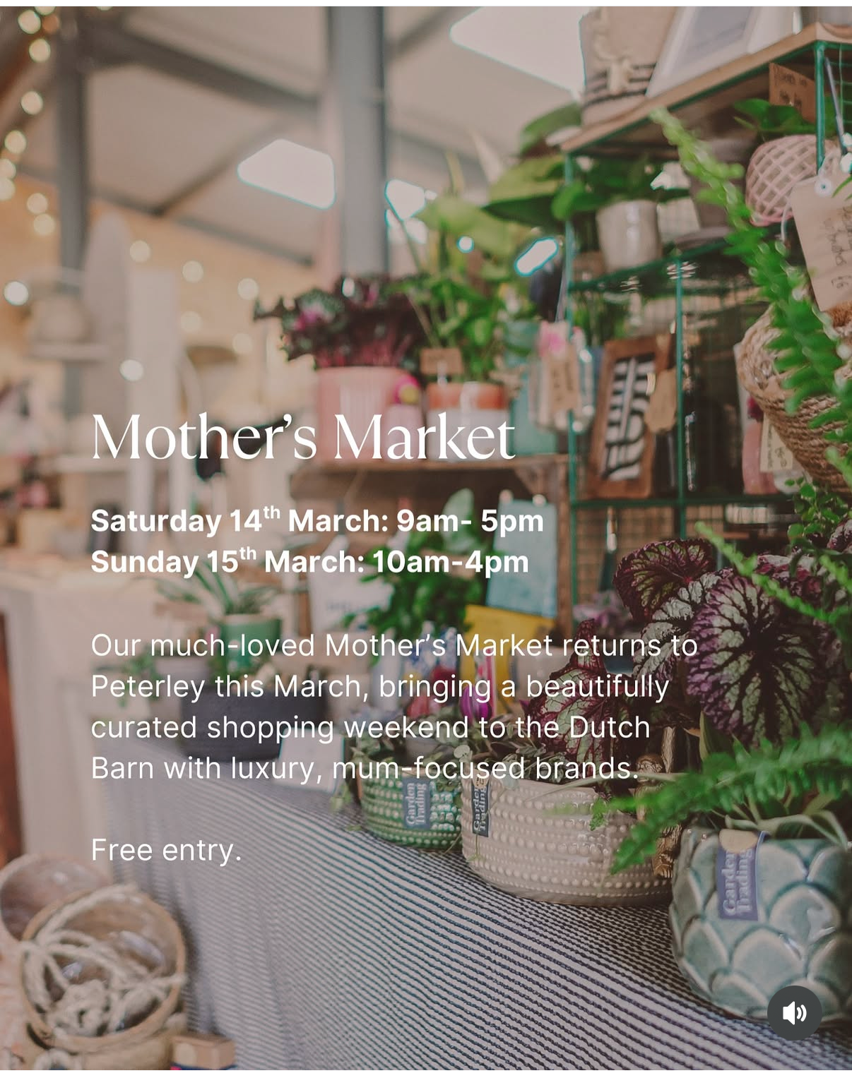 Instagram post from 'peterheymanorfarm' about a Mother's Market event.