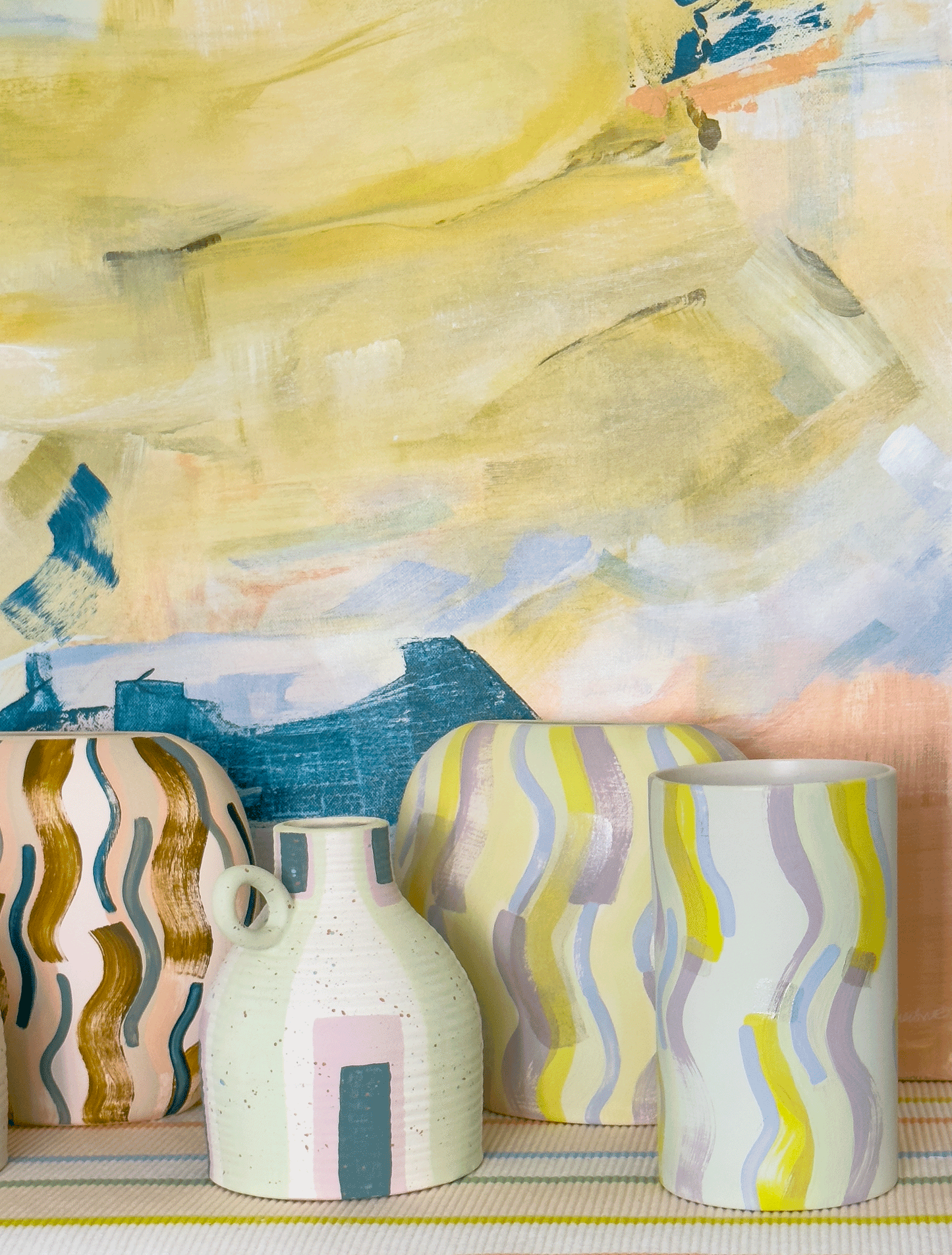 Abstract Striped Vases