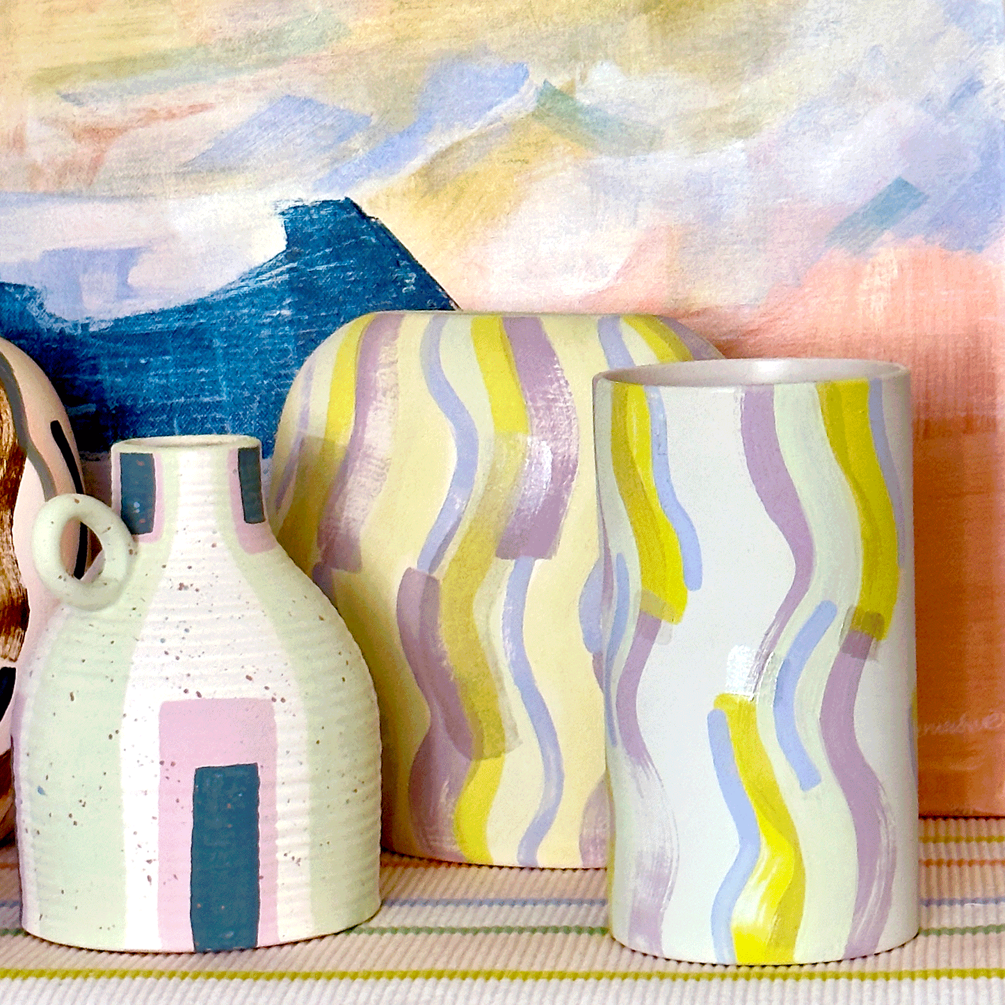 Abstract Striped Vases