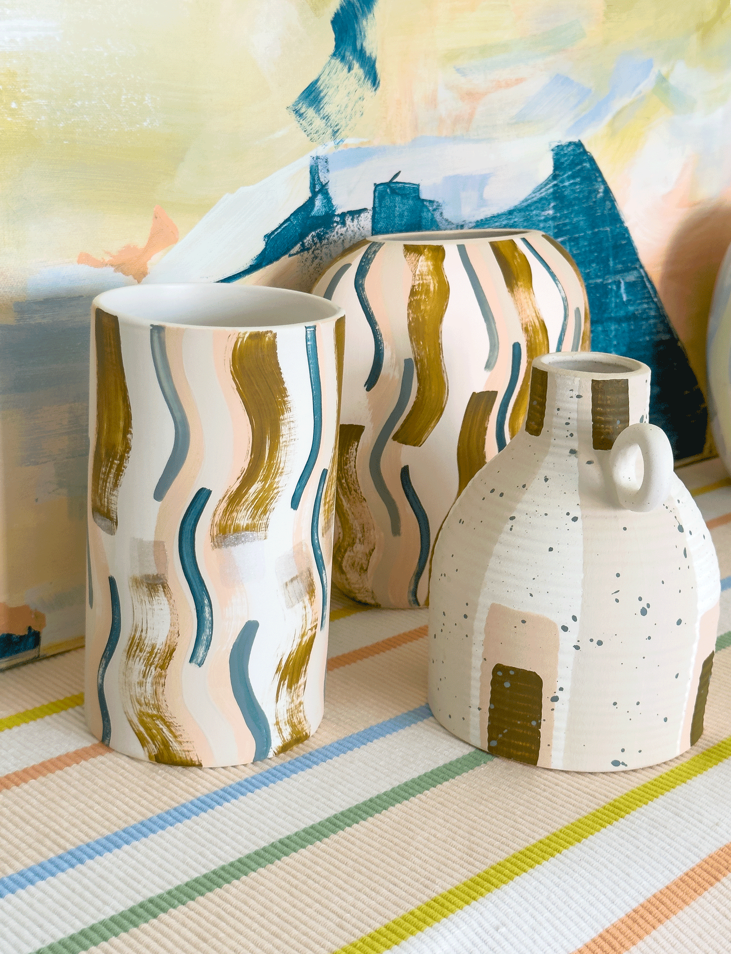 Abstract Striped Vases