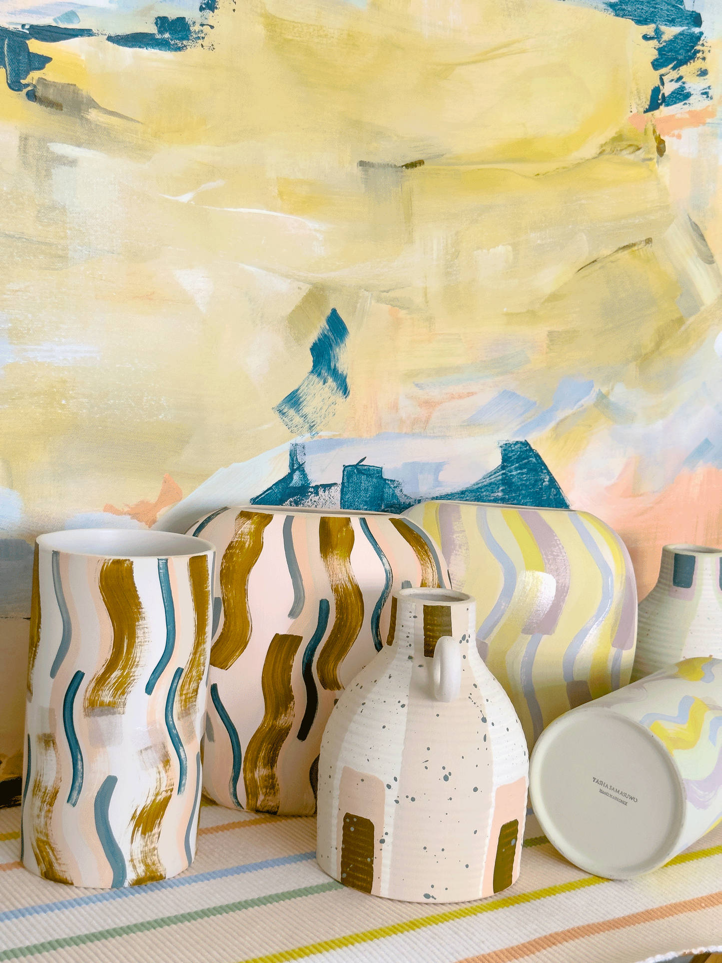 Abstract Striped Vases
