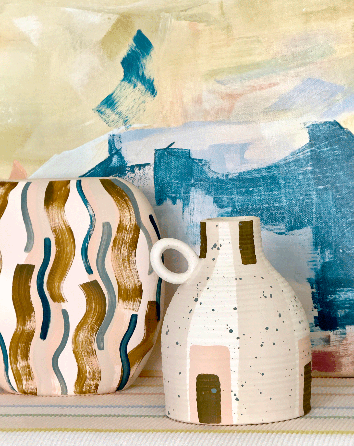 Abstract Striped Vases