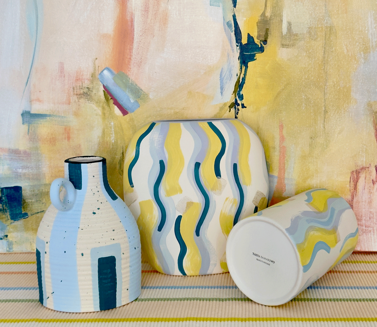 Abstract Striped Vases