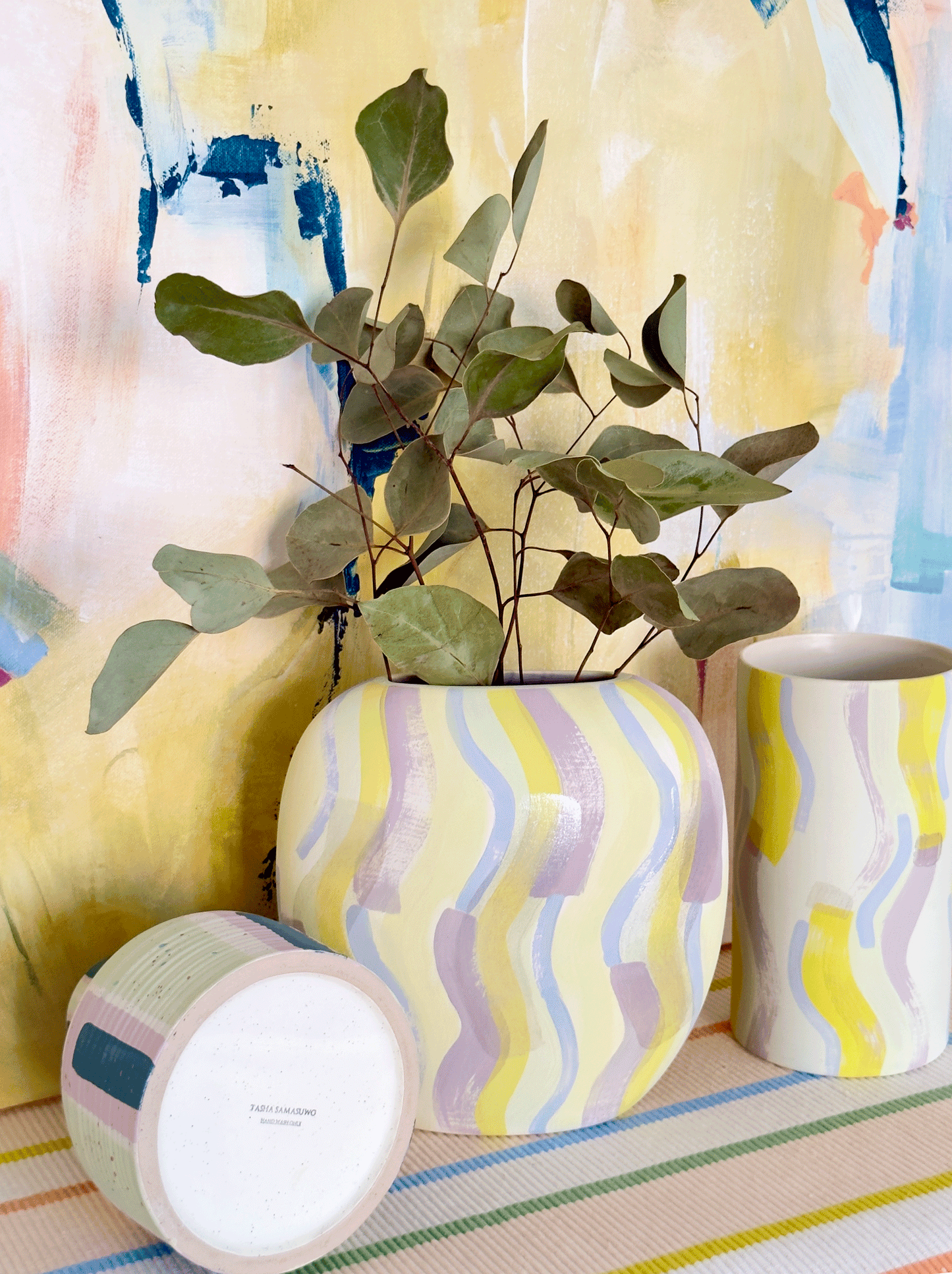 Abstract Striped Vases